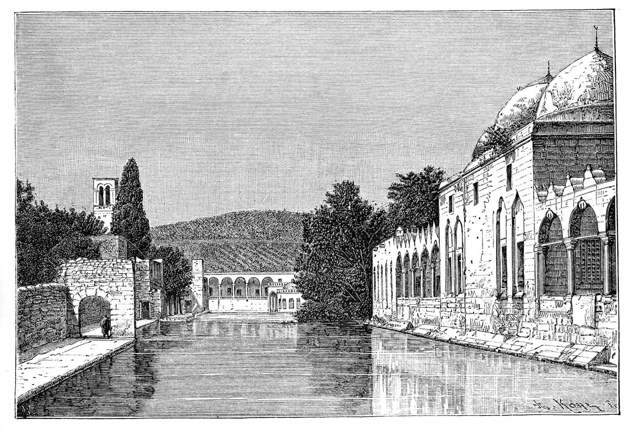 Die Moschee und der Brunnen von Abraham, Ofra At Tayyibah, Westjordanland, Israel, 1895 von Armand Kohl