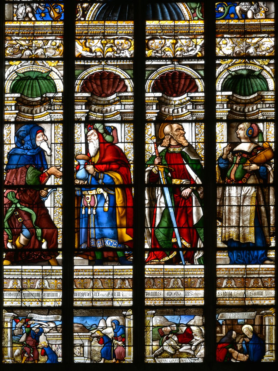 Abraham, Melchisedech, der heilige Paulus und die Sibylle von Samos - Glasmalerei in der Kapelle des heiligen Jakobus, Arnaud de Moles (1470-1520), vollendet 1513 - Kathedrale Sainte Marie d