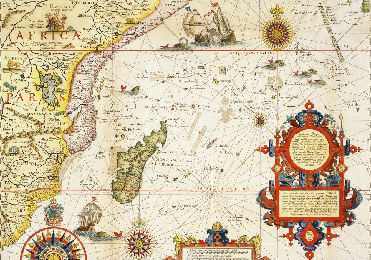 Karte von Ostafrika und Madagaskar, 1596 von Arnold Florent van Langren