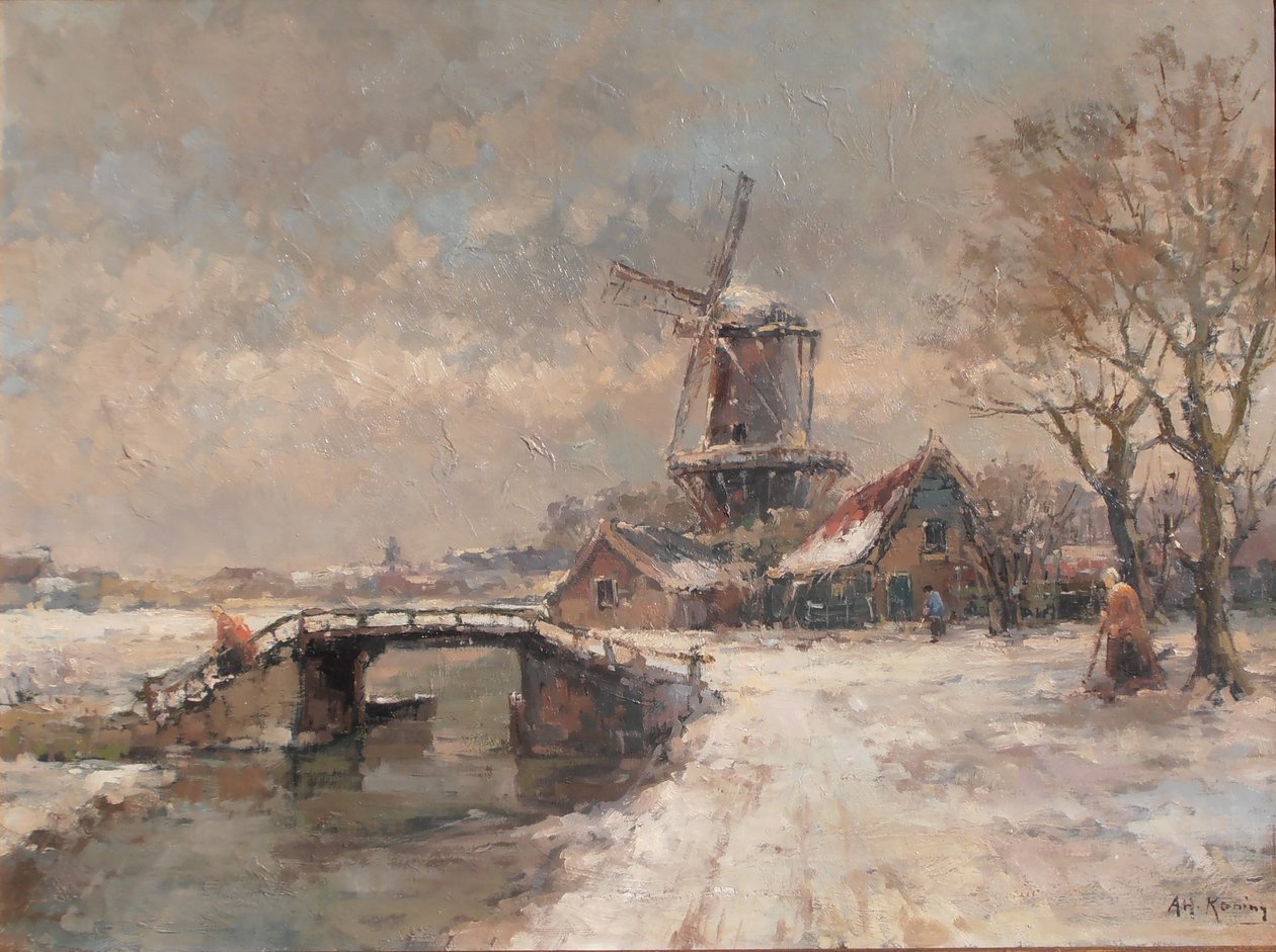 Winterlandschaft mit Mühle von Arnold Hendrik Koning