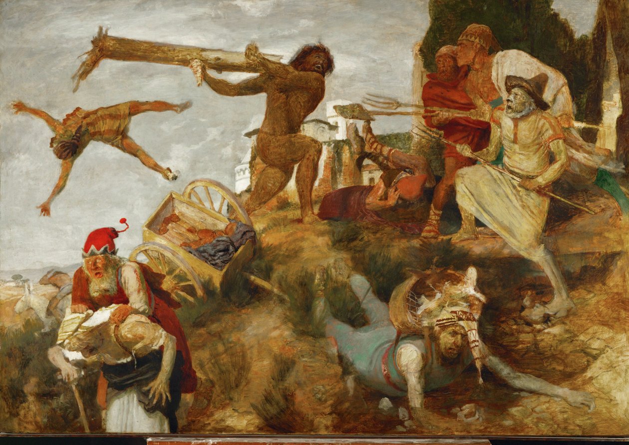 Orlandos Kampf gegen die Straßenräuber von Arnold Böcklin