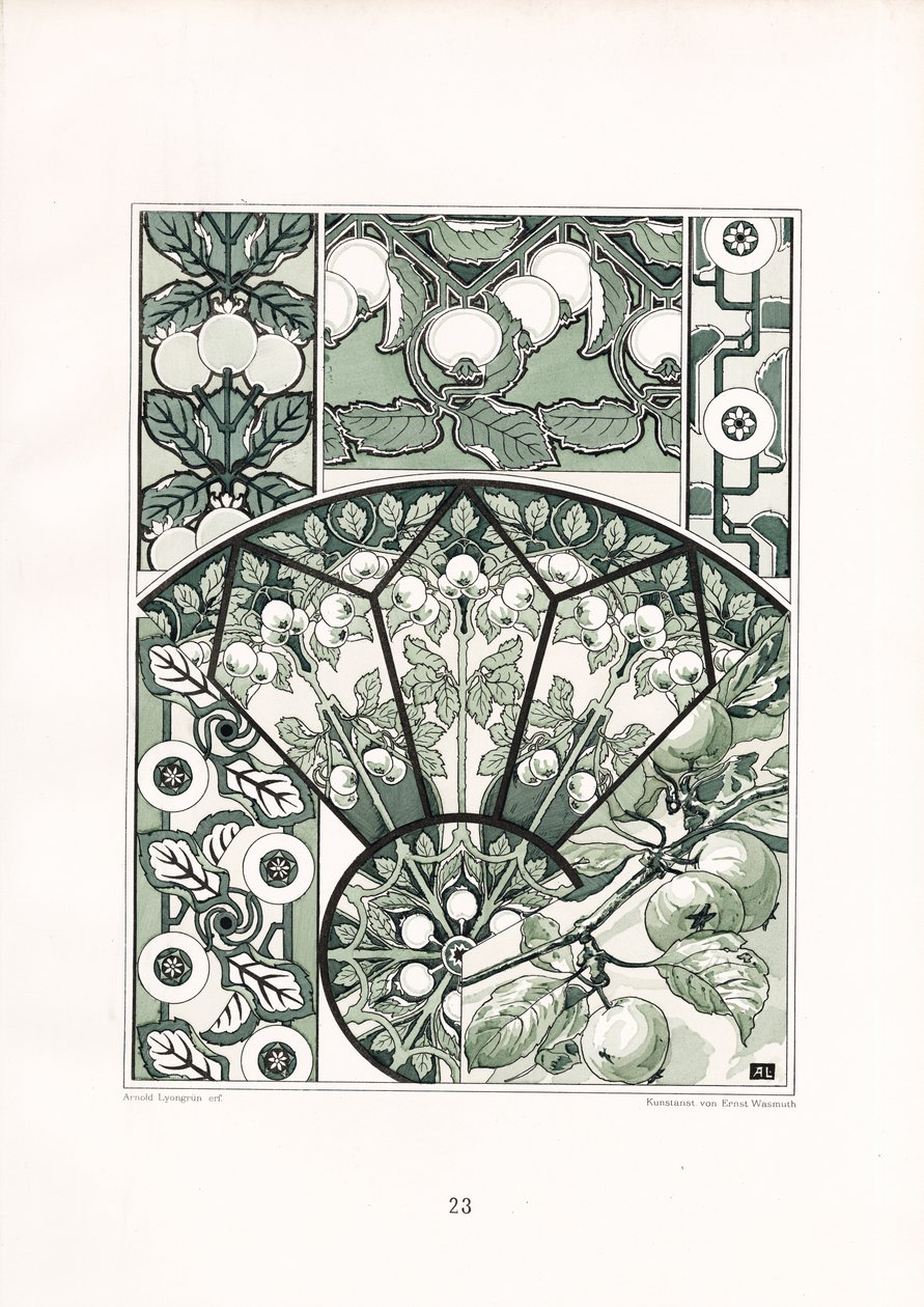 Fruchtmotive in Grüntönen von Arnold Lyongrün