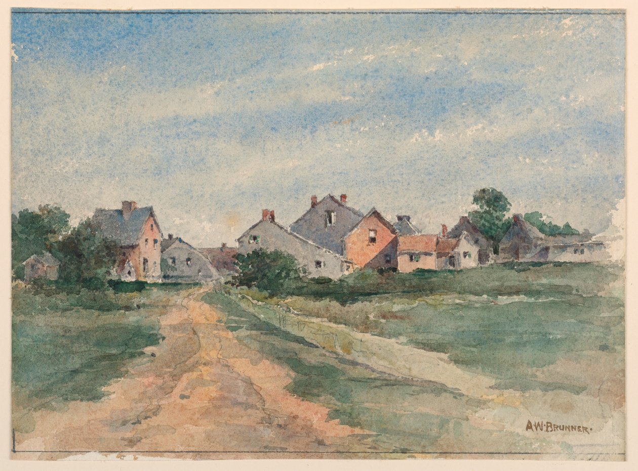 Landschaft mit Häusern von Arnold William Brunner