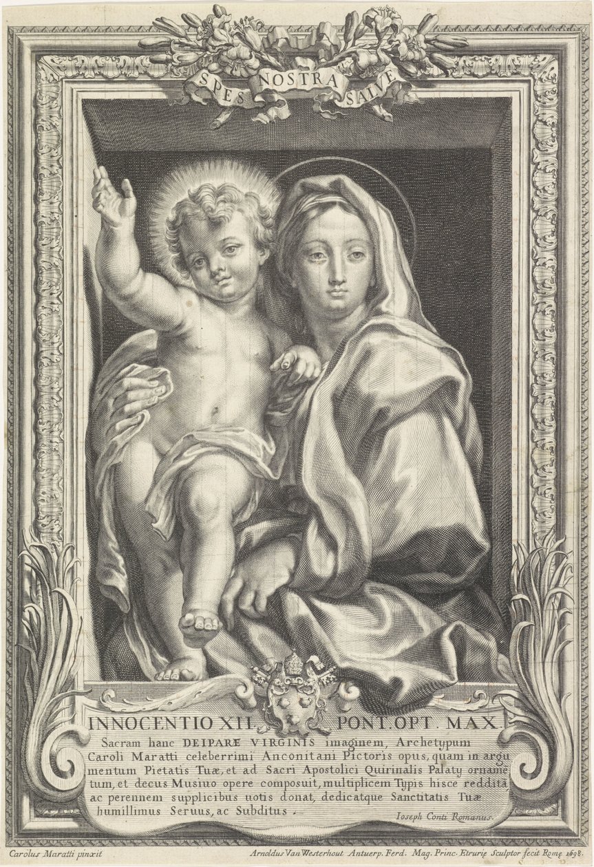 Maria mit dem Christuskind Spes Nostra Salve (Titel auf Objekt) von Arnold van Westerhout
