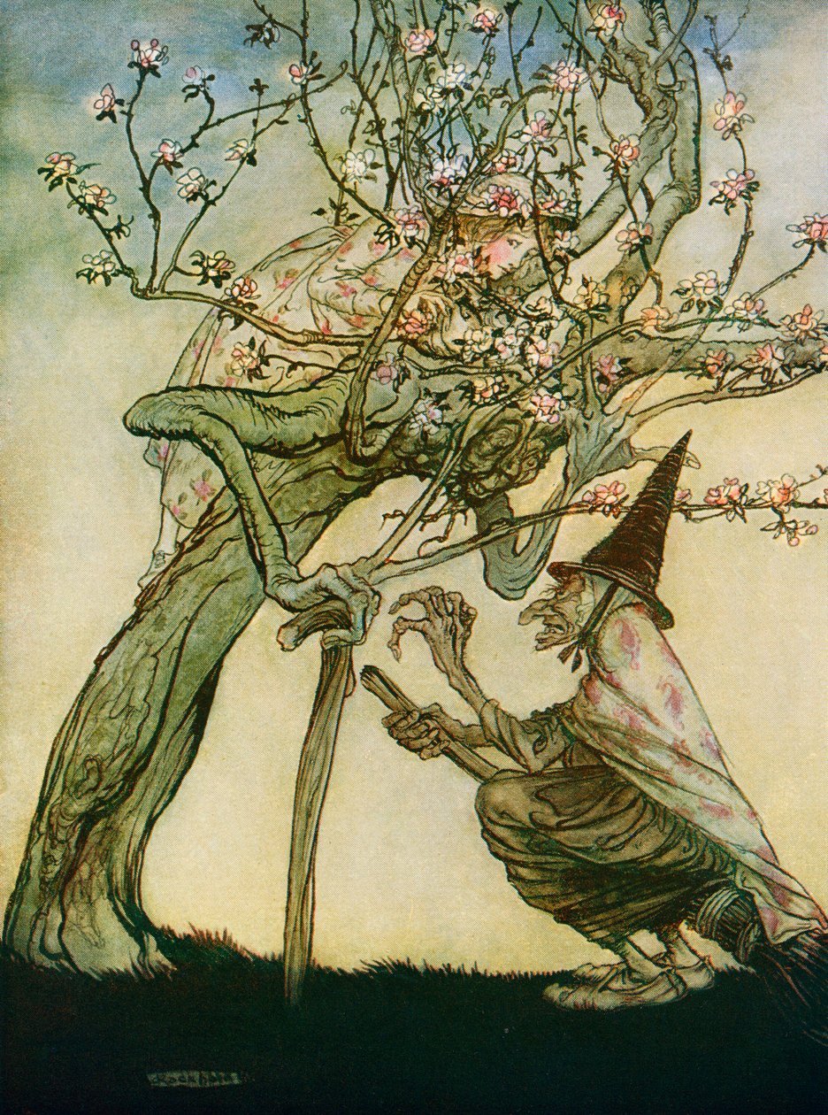 Illustration zur Geschichte von Die zwei Schwestern, aus dem Buch Englische Märchen nacherzählt von F.A. Steel, 1927 von Arthur Rackham