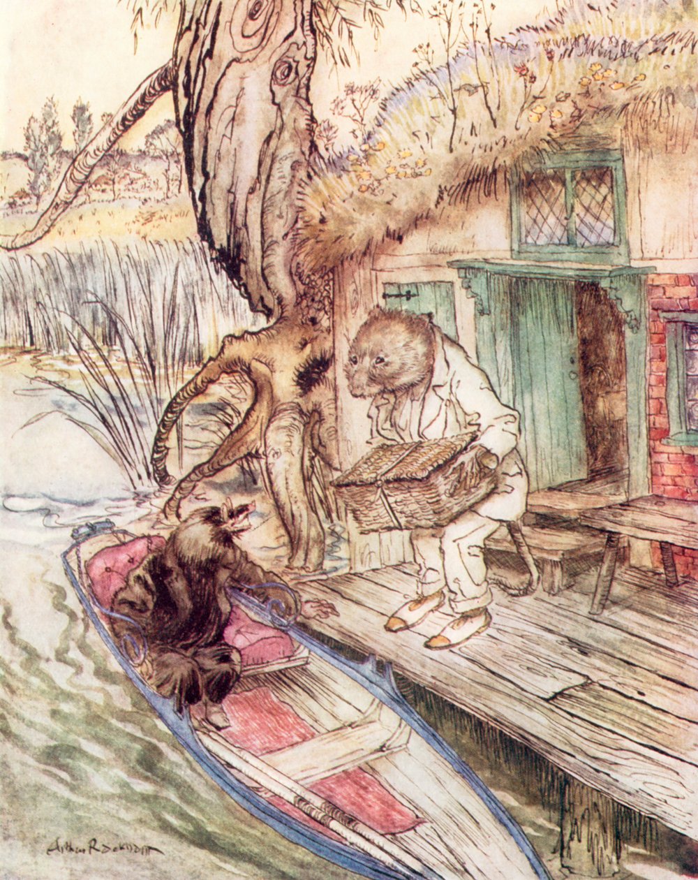 Illustration für Der Wind in den Weiden von Kenneth Grahame von Arthur (after) Rackham