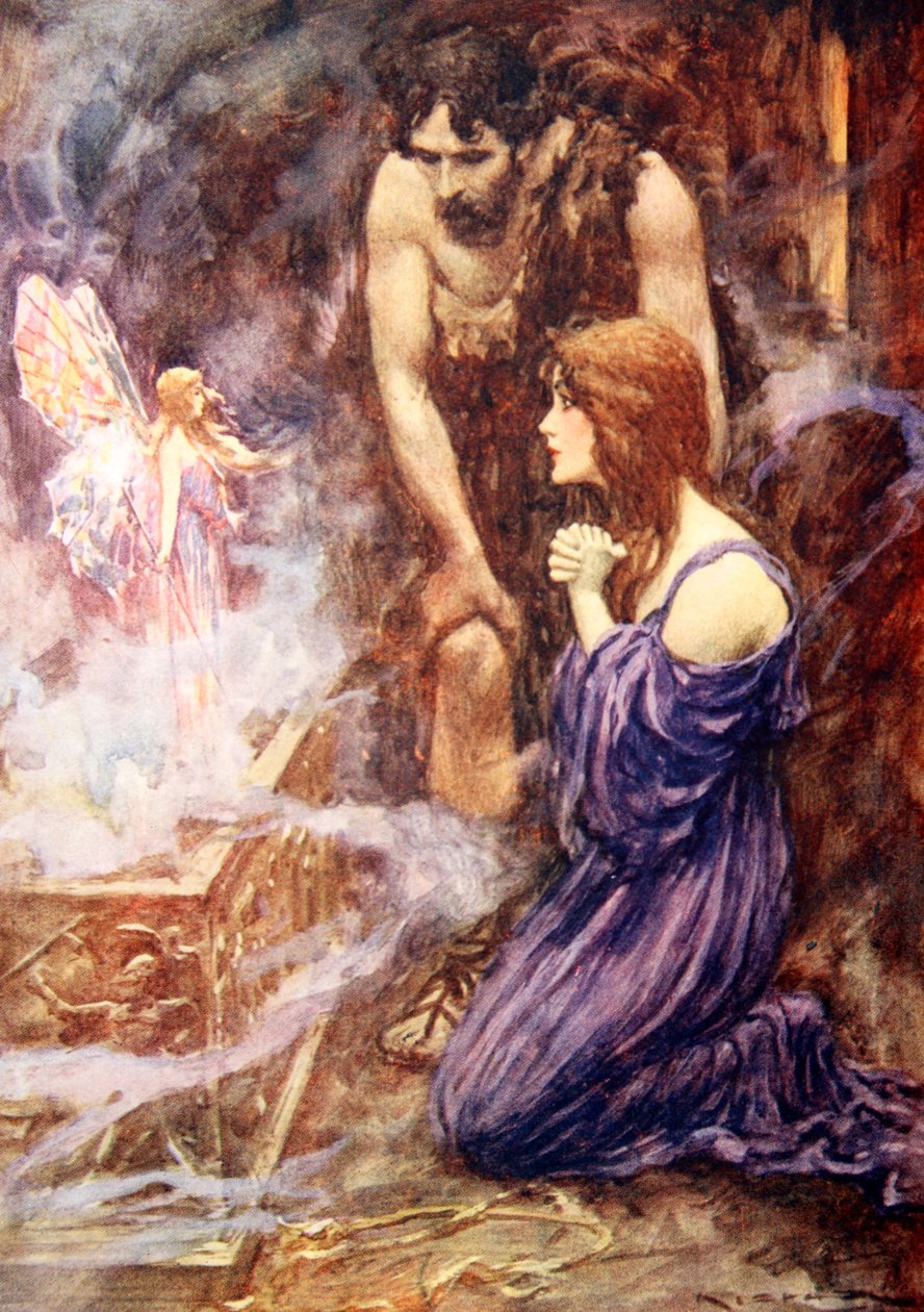 Heraus flog ein schönes, feenartiges Wesen mit regenbogenfarbenen Flügeln von Arthur C. (after) Michael