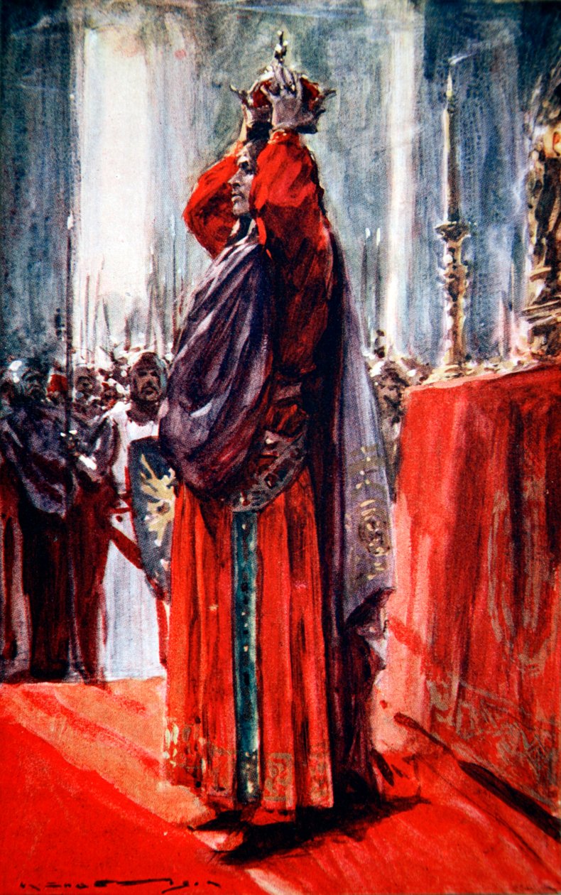 Der Heilige Römische Kaiser Friedrich II. krönt sich selbst zum König von Jerusalem, 1229 1913 von Arthur C Michael