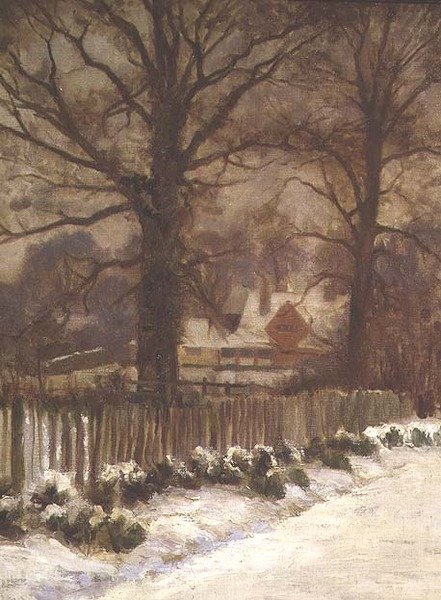 Ulmen in einer verschneiten Gasse von Arthur Claude Cooke