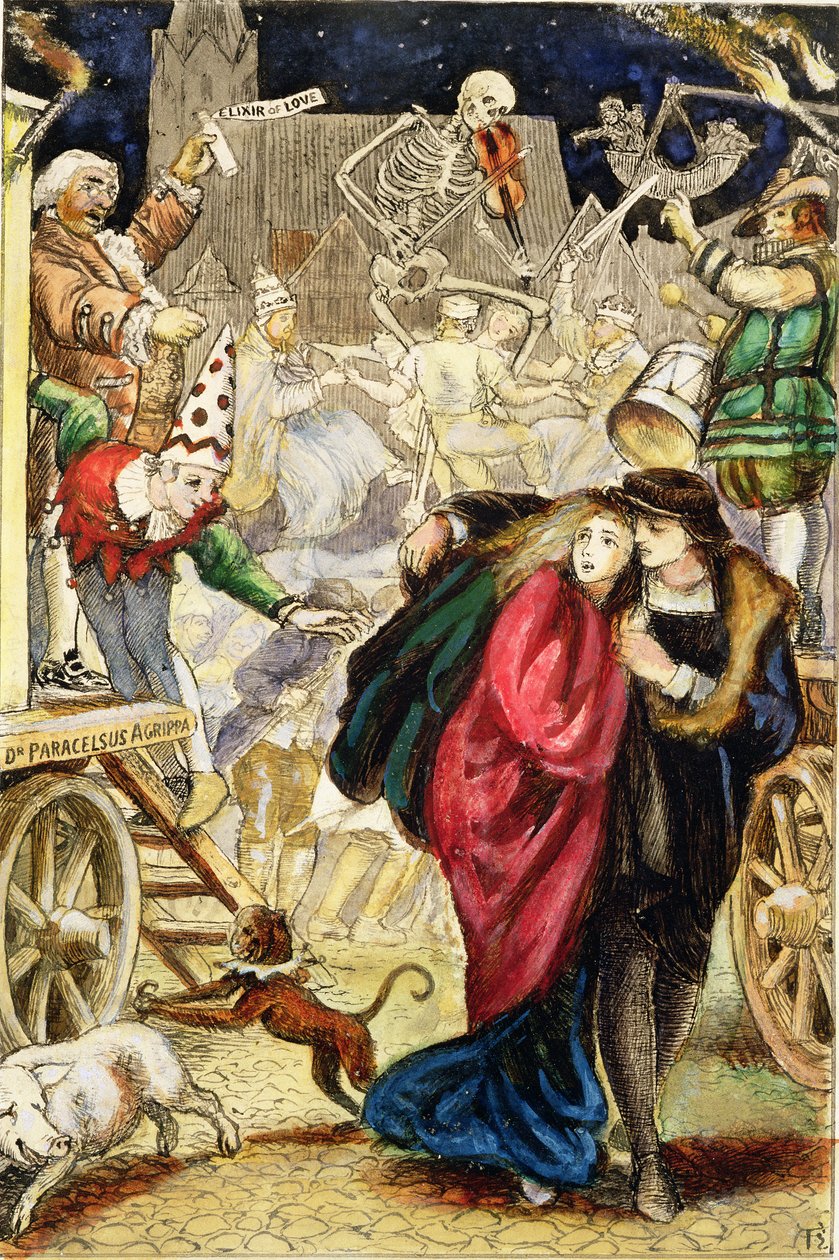 Jahrmarkt der Eitelkeit, ca. 1872 von Arthur Hughes