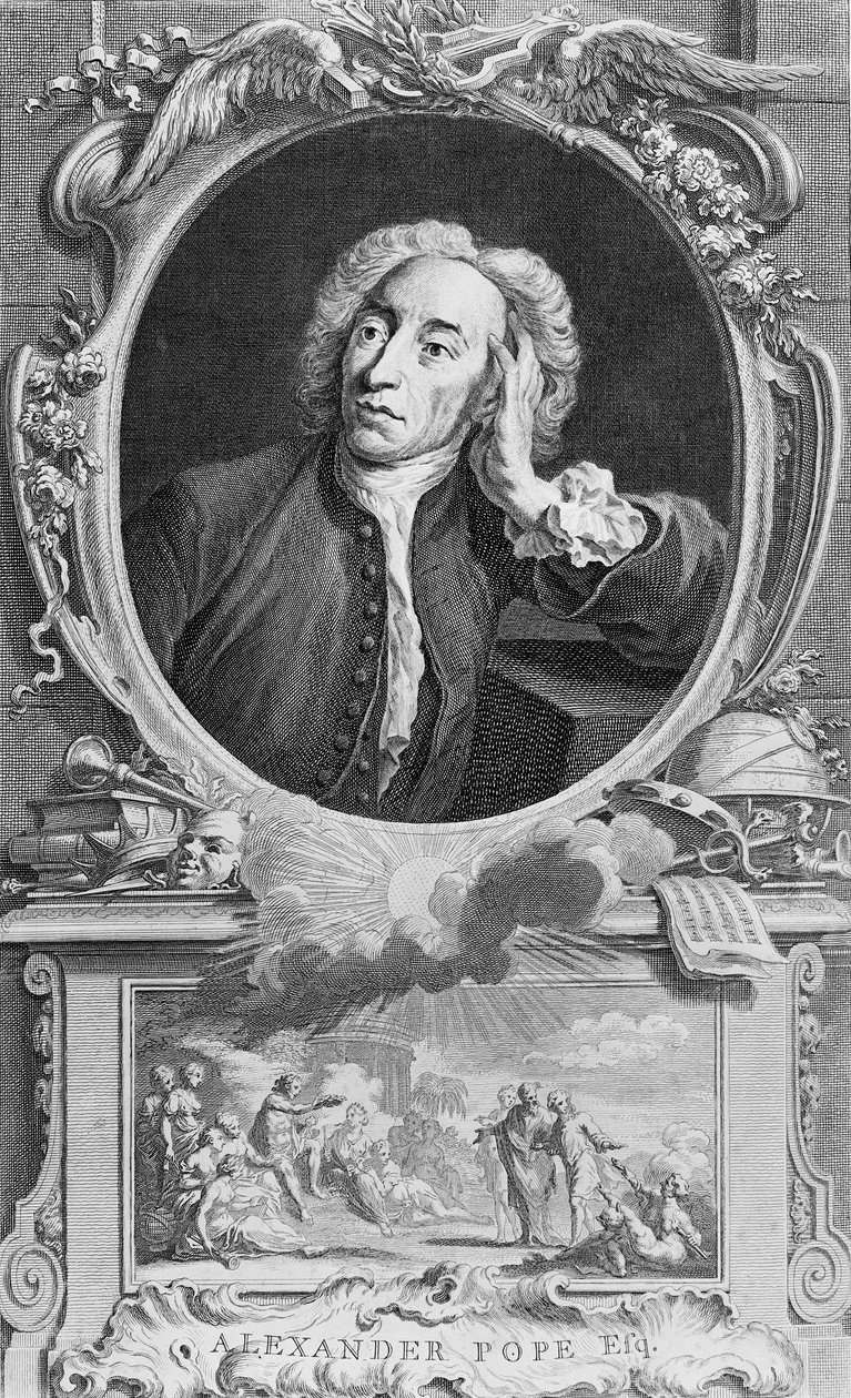 Porträt von Alexander Pope (1688-1744), graviert von Jacobus Houbraken (1698-1780), 1747 von Arthur Pond