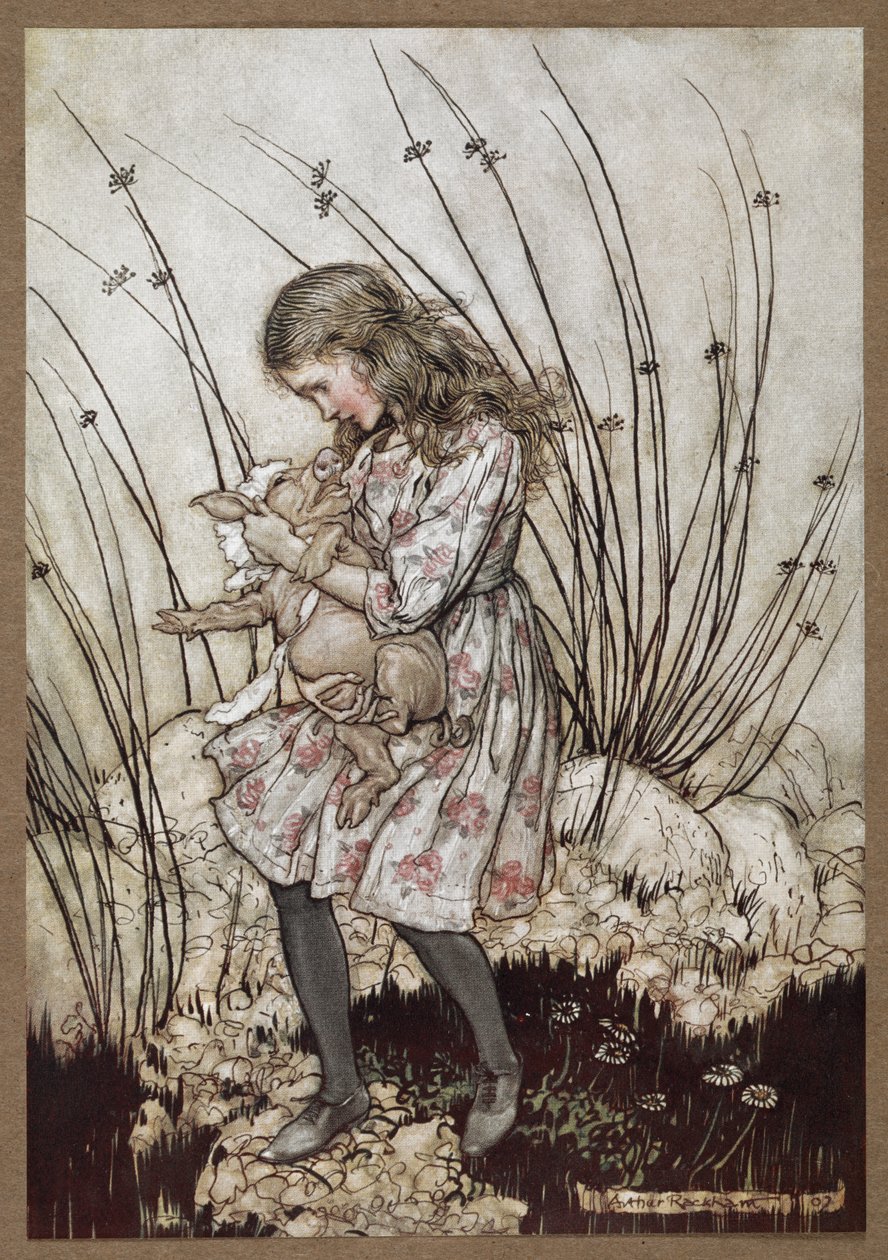 Alice und das als Baby verkleidete Schwein von Arthur Rackham