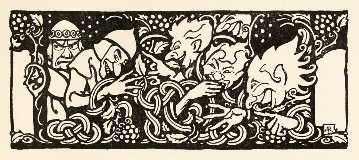 Becfola in ihrem Wagen aus The Wooing of Becfola in Irish Fairy Tales von Arthur Rackham
