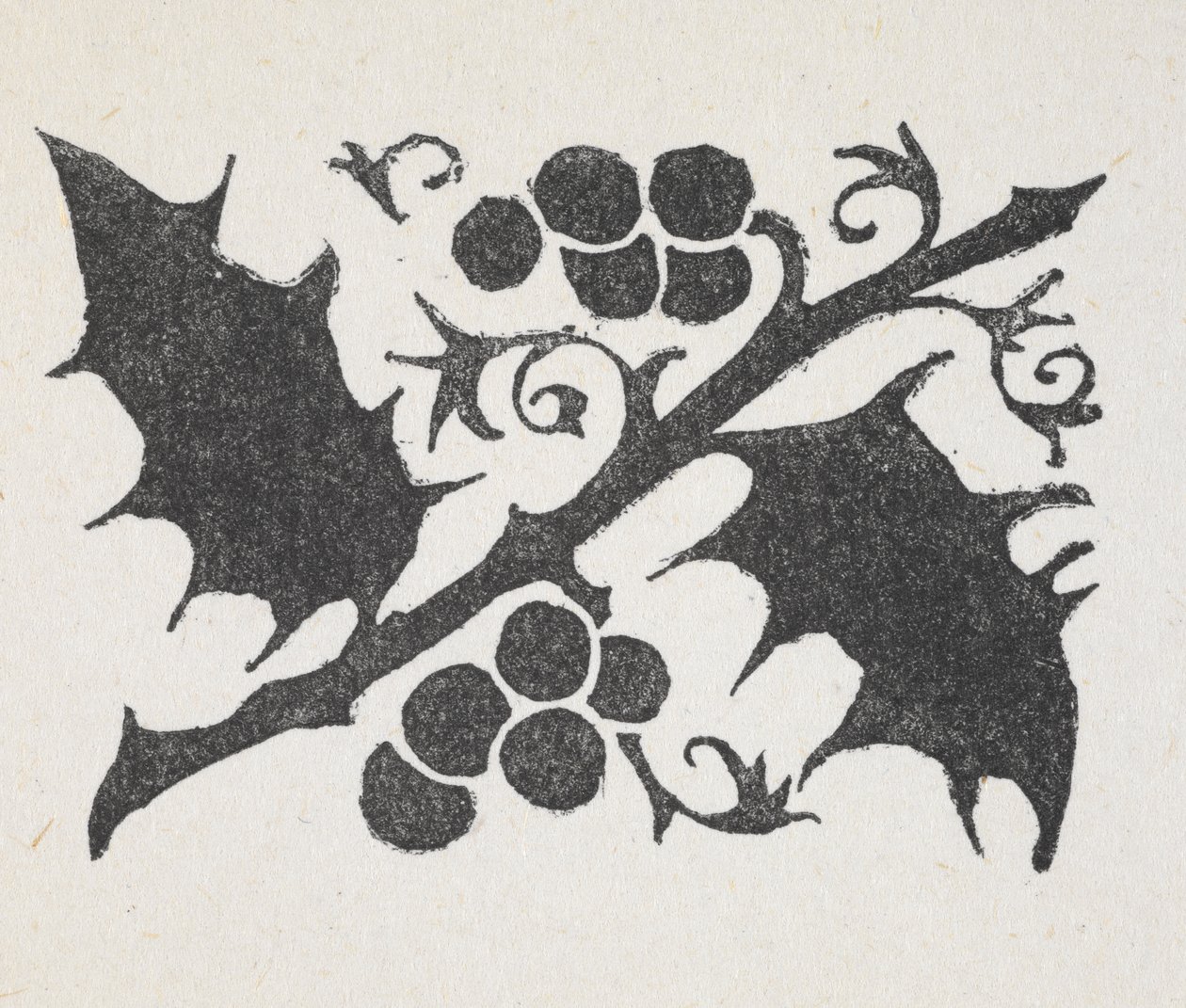 Schwarz-Weiß-Druck von Stechpalmenblättern und Beeren von Arthur Rackham