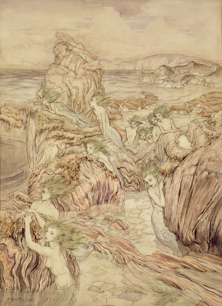 Tochter des Meeres, Illustration aus Die drei goldenen Äpfel, von Nathaniel Hawthorne von Arthur Rackham