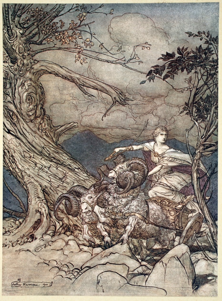 Fricka nähert sich wütend, 1910 von Arthur Rackham