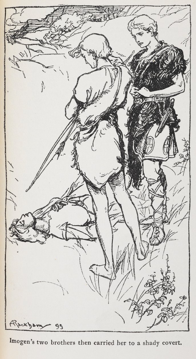 Illustration von Imogen und ihren Brüdern aus Cymbeline von Arthur Rackham