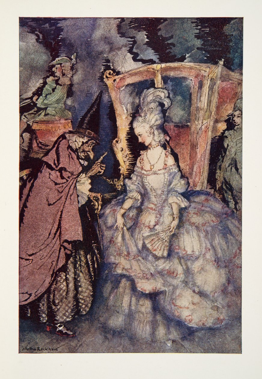 Nun, Aschenputtel, du darfst gehen; aber denk daran..., aus The Arthur Rackham Fairy Book, veröffentlicht 1933 von Arthur Rackham