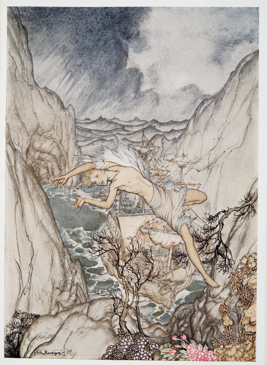 Sicher im Hafen ist das Schiff des Königs, Illustration aus William Shakespeares Der Sturm, veröffentlicht 1926 von Arthur Rackham