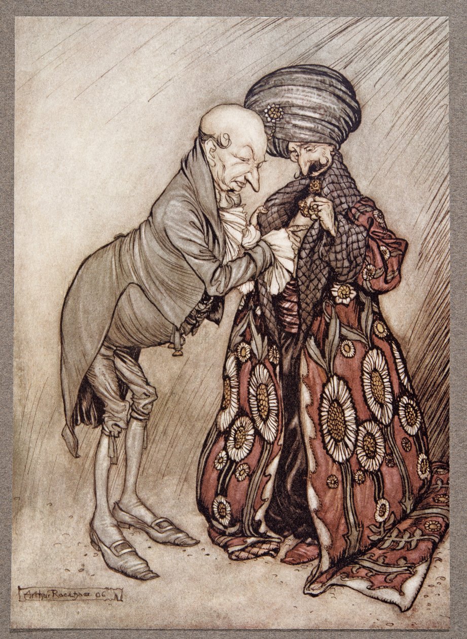 Er schüttelte seinen kahlen Kopf und murmelte, Kalt, ganz kalt, aus Peter Pan in Kensington Gardens von J. M. Barrie (1860 - 1937), veröffentlicht 1906 von Arthur Rackham
