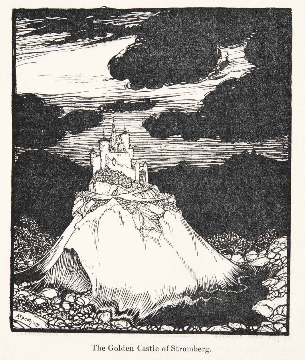 Das goldene Schloss von Stromberg, aus den Märchen der Brüder Grimm, veröffentlicht 1909 von Arthur Rackham