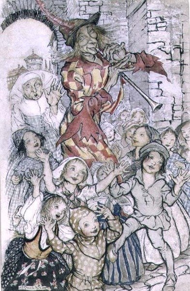 Der Rattenfänger von Hameln, Illustration zum Gedicht von Robert Browning (1812-89), veröffentlicht 1934 von Arthur Rackham