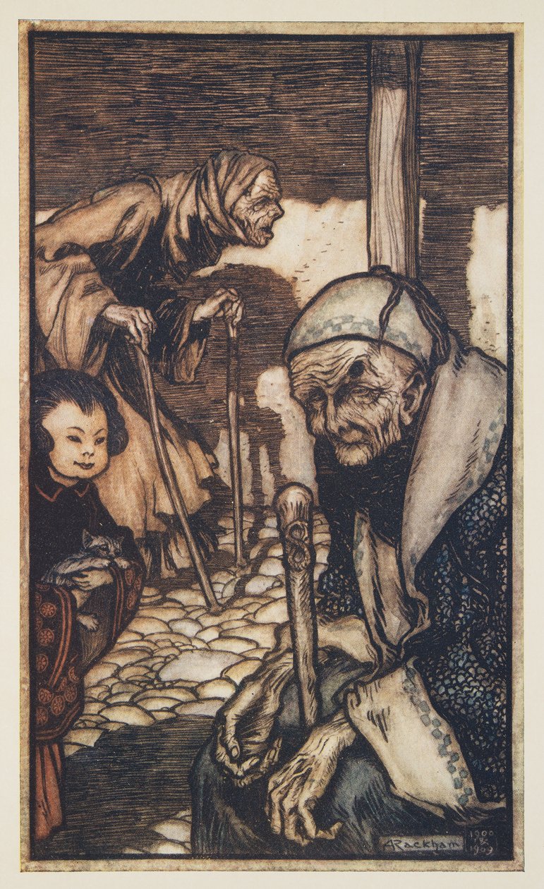 Die Struldbrugs, aus Gullivers Reisen von Jonathon Swift, veröffentlicht 1909 von Arthur Rackham