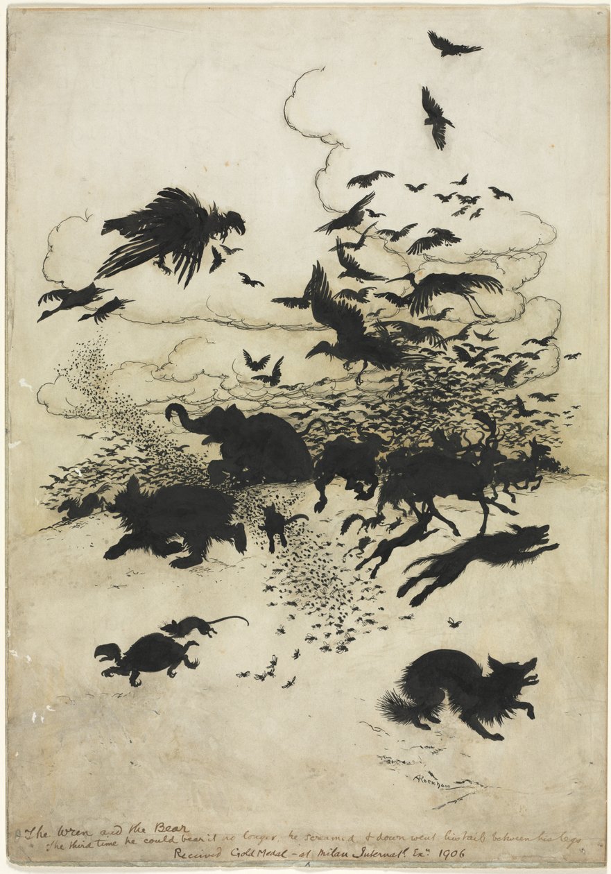 Der Zaunkönig und der Bär von Arthur Rackham