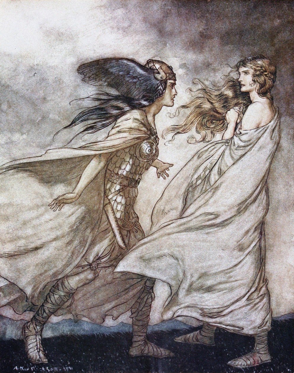 Der Ring an deiner Hand. Illustration für Siegfried und Die Götterdämmerung von Richard Wagner von Arthur Rackham