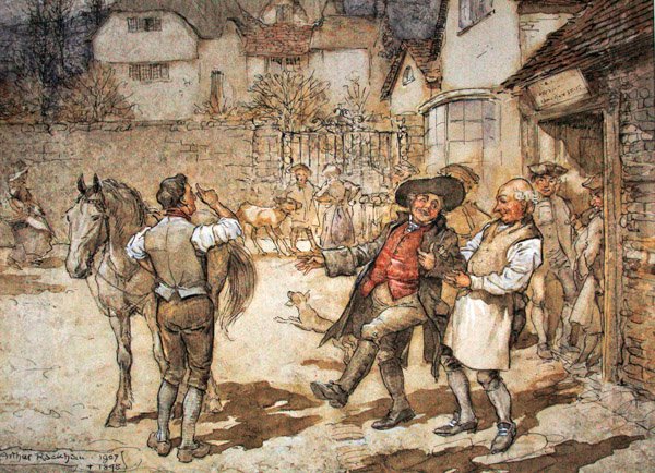 Als eine Herde von Schafen einen angemessenen Gewinn gebracht hatte von Arthur Rackham