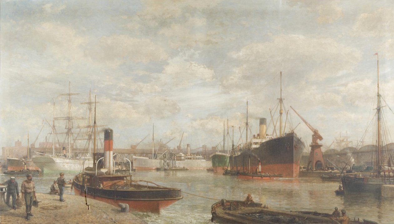 Ein Blick im Jahr 1920 auf das Royal Edward Dock, Avonmouth von Arthur Wilde Parsons