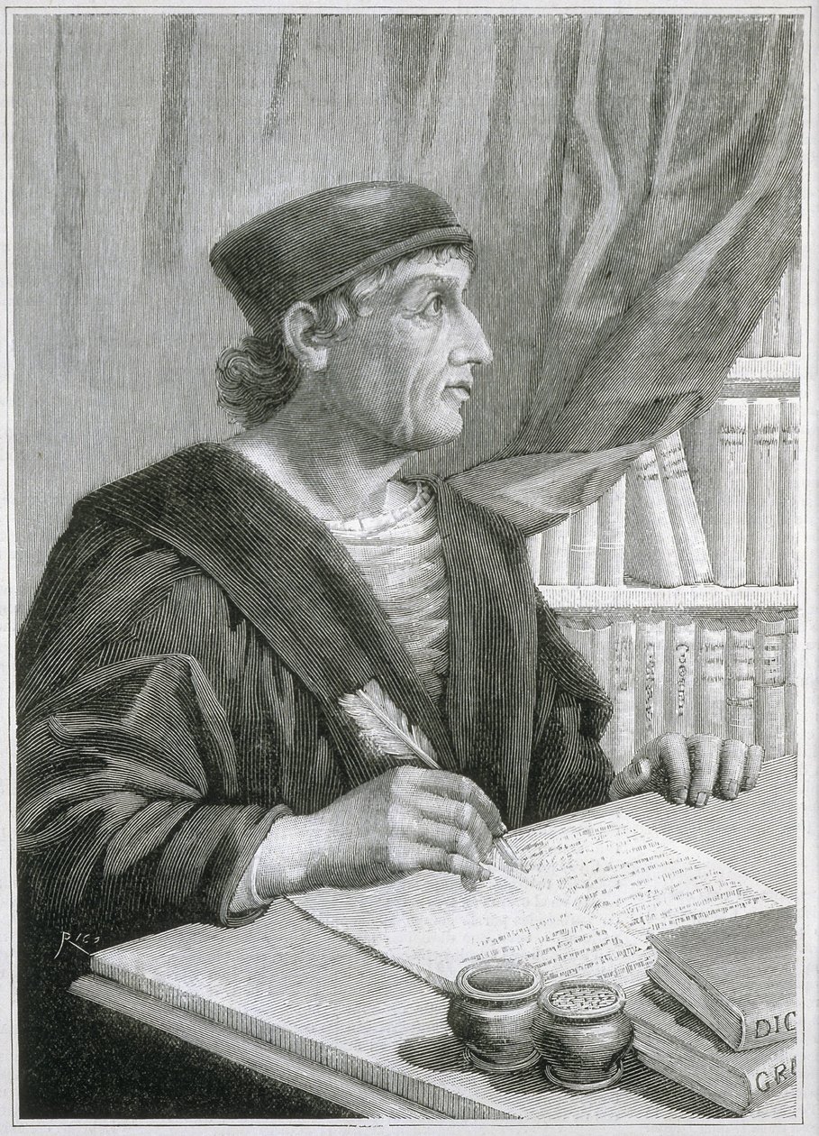 Antonio de NEBRIJA (Antonio Martinez de Cala y Xarava, Antonius Nebrissensis, Antonius Lebrixen) (1441-1522). Englischer Humanist und Grammatiker. Gravur von Artist Unknown