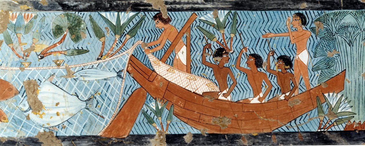 Kunst Ägypten: Seinefischerei. Faksimile reproduziert aus dem Grab von d