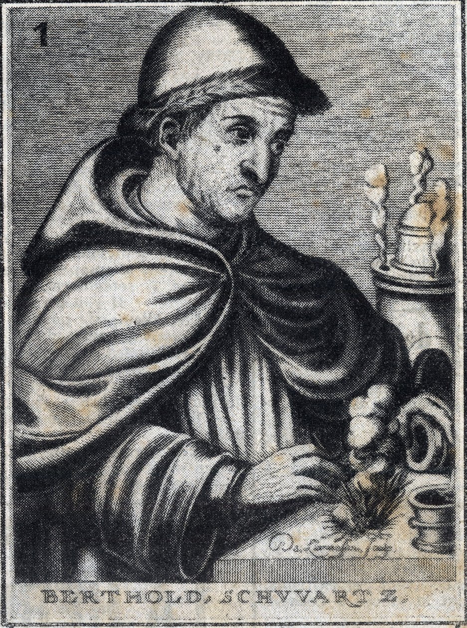 Berthold Schwartz, deutscher Chemiker, Erfinder des Schießpulvers und Franziskanermönch von Artist Unknown