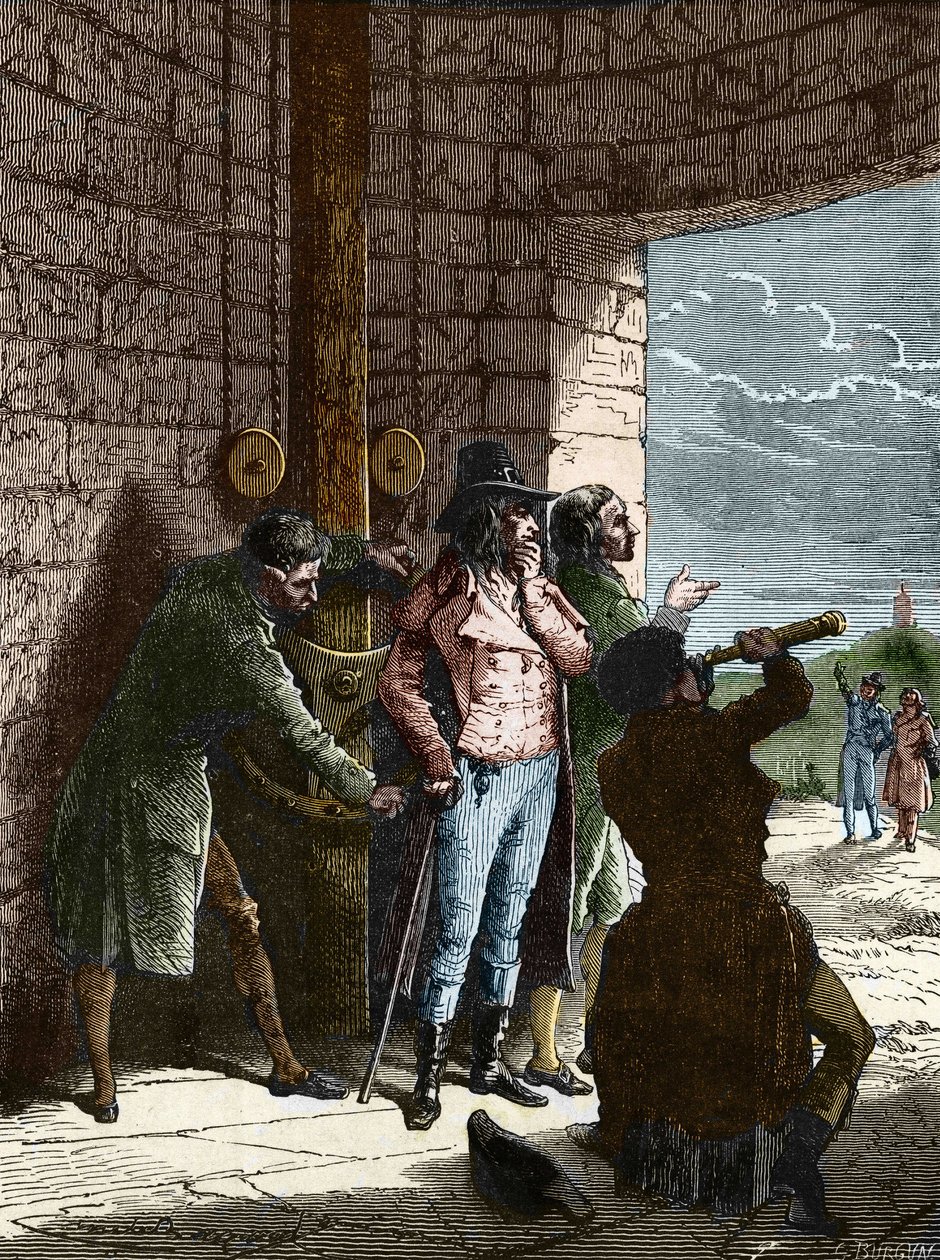 Claude Chappe, französischer Ingenieur, experimentiert mit dem Lufttelegraphen von Ménilmontant nach Saint-Martin-du-Tertre von Artist Unknown