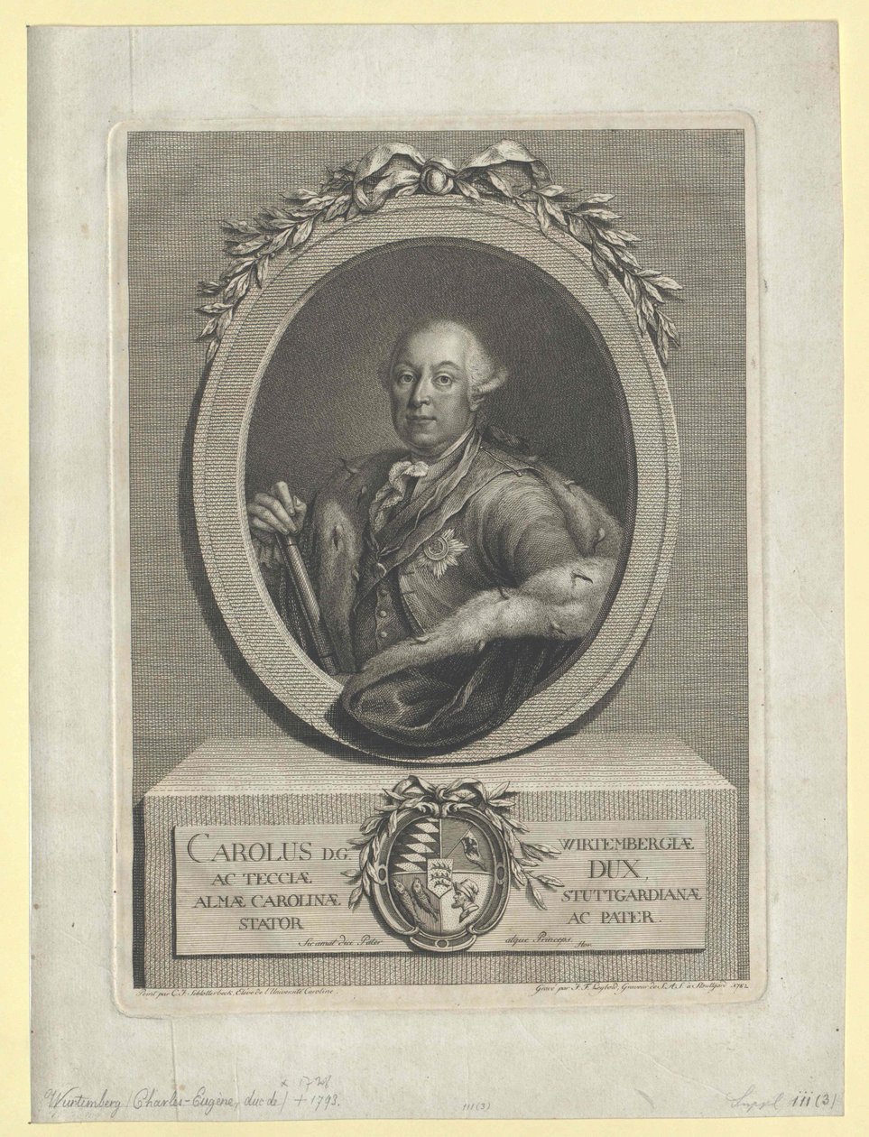 Herzog von Württemberg Karl II Eugen von Artist Unknown