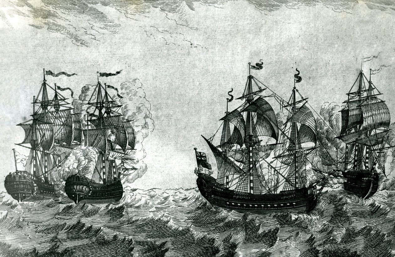 Le Maure nähert sich dem Rubin: Der Achilles kämpft gegen die Royal Oak (Gravur) von Artist Unknown