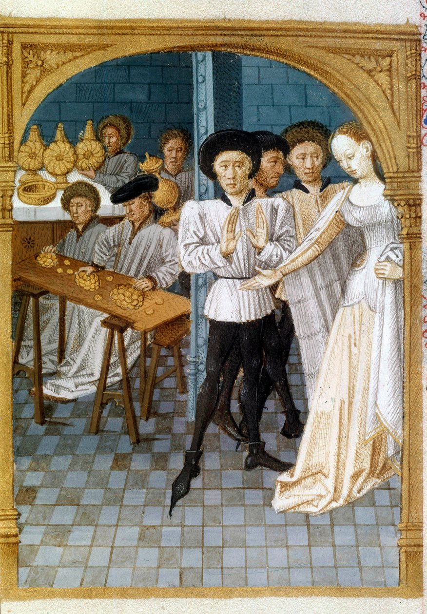 Manager und Geizhals: Ein Mann weigert sich, Geld zu geben (Miniatur) von Artist Unknown