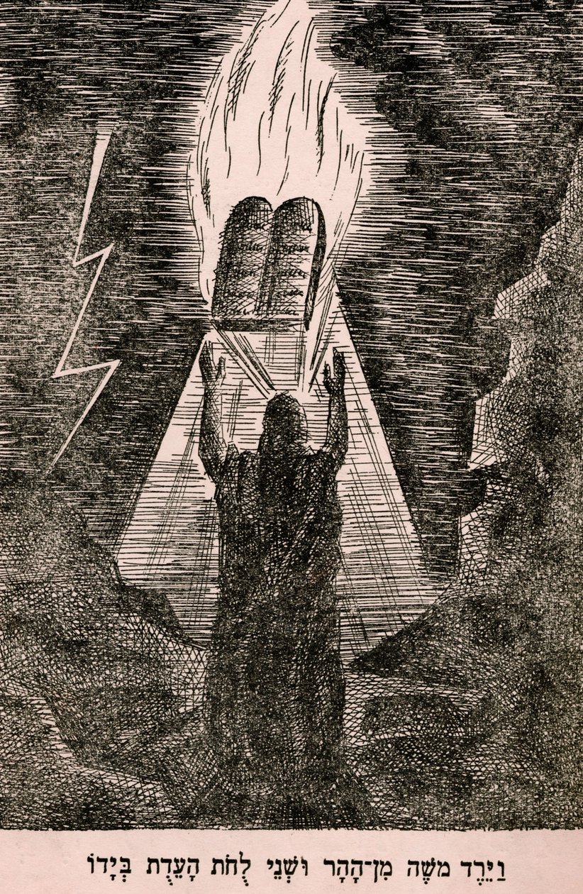 Moses steigt vom Berg Sinai herab von Artist Unknown