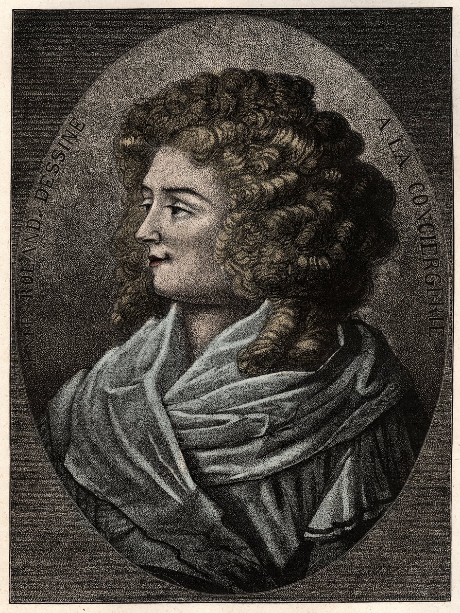 Porträt von Manon (Jeanne Marie) Roland Philipon genannt Madame Roland (1754-1793) in der Concierge, Mitglied der Girondisten während der Französischen Revolution von Artist Unknown