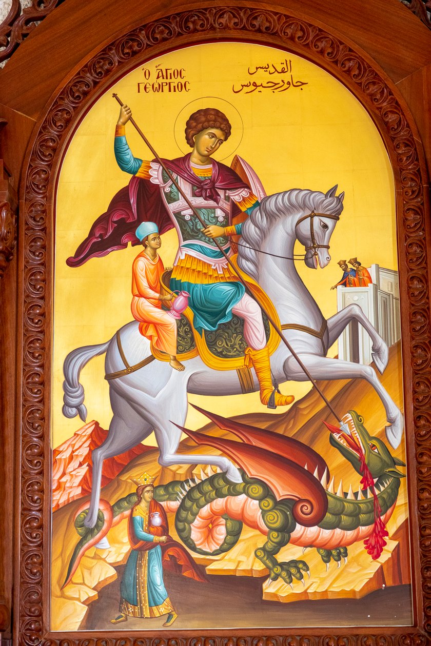 Ikone des Heiligen Georg. Kathedrale, Harissa, 2022 von Artist Unknown