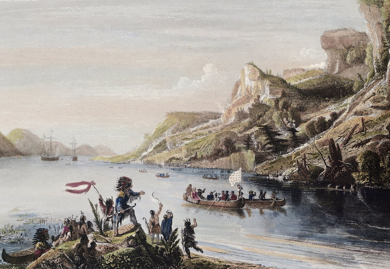 Der französische Entdecker Jacques Cartier entdeckte und bestieg den St. Lawrence River in Kanada im Jahr 1535 von Artist Unknown