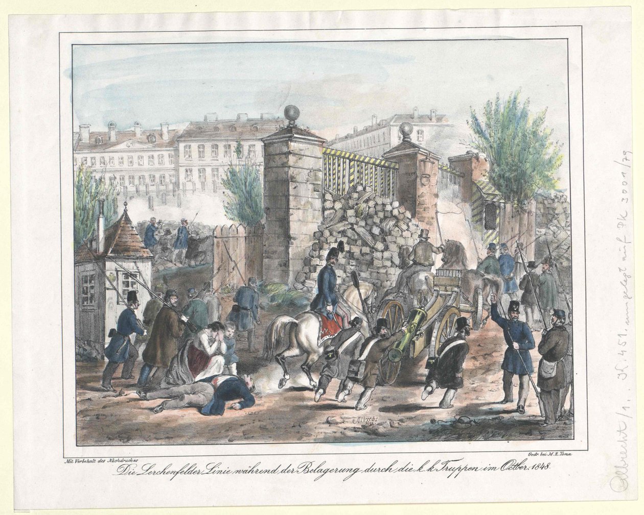 Die Lerchenfelder Linie während der Belagerung durch die k. k. Truppen im Oktober 1848 von Artist Unknown