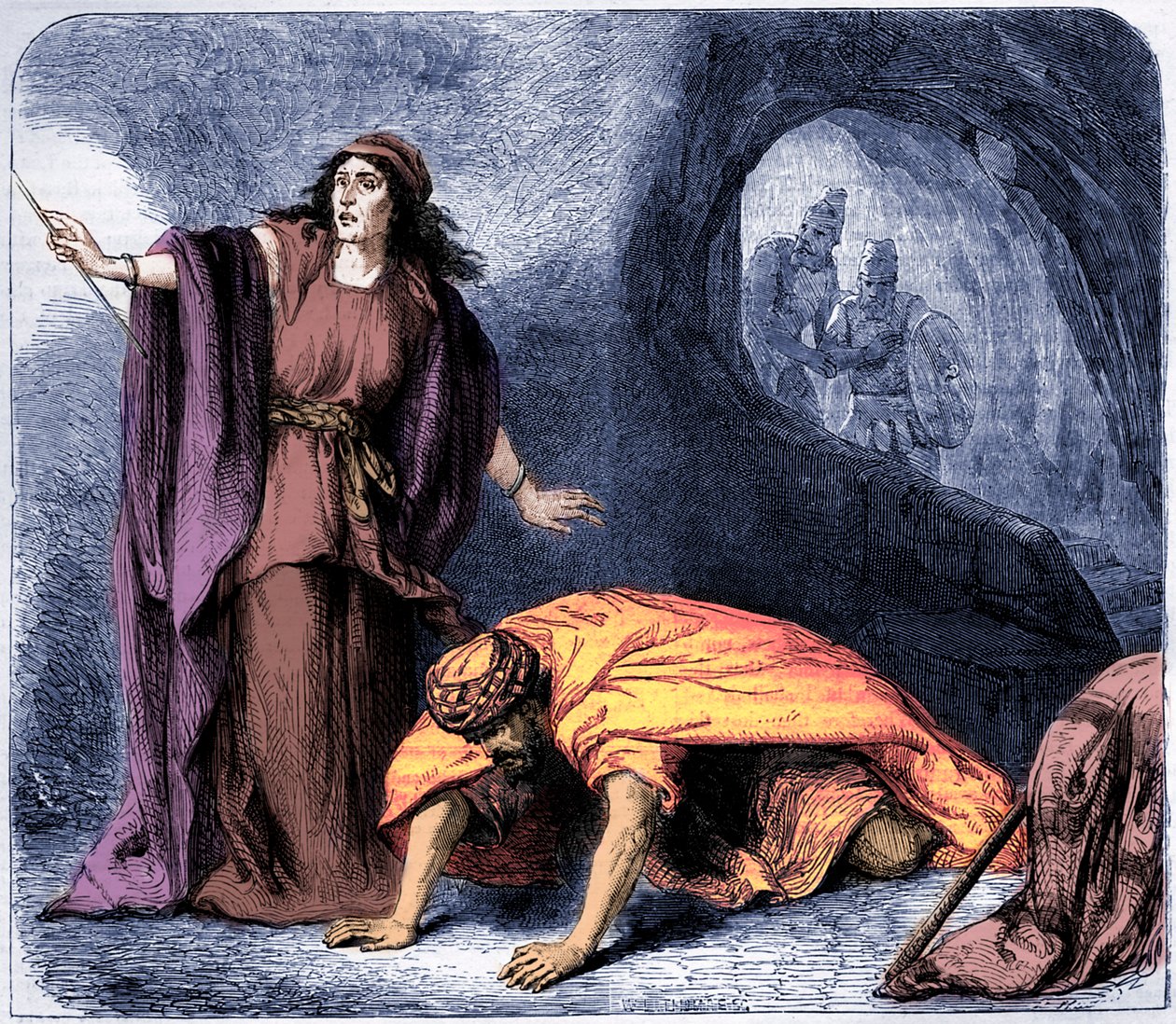 Die Erweckung Samuels durch die Hexe von Endor - Bibel (Druck) von Artist Unknown