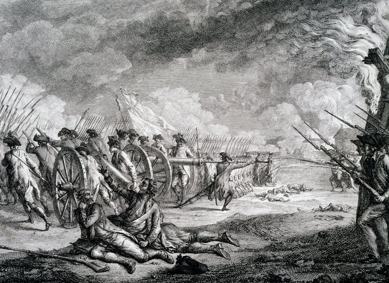 Unabhängigkeitskrieg der Vereinigten Staaten - Eine französische Darstellung der Schlacht von Lexington, Massachusetts von Artist Unknown