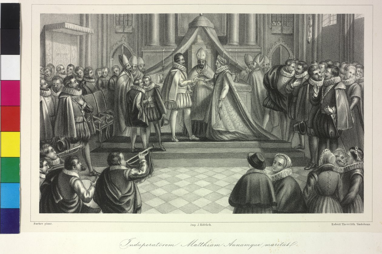 Hochzeit von König Matthias I. mit Erzherzogin Anna durch Kardinal Franz von Dietrichstein am 4. Dezember 1611 von Artist Unknown