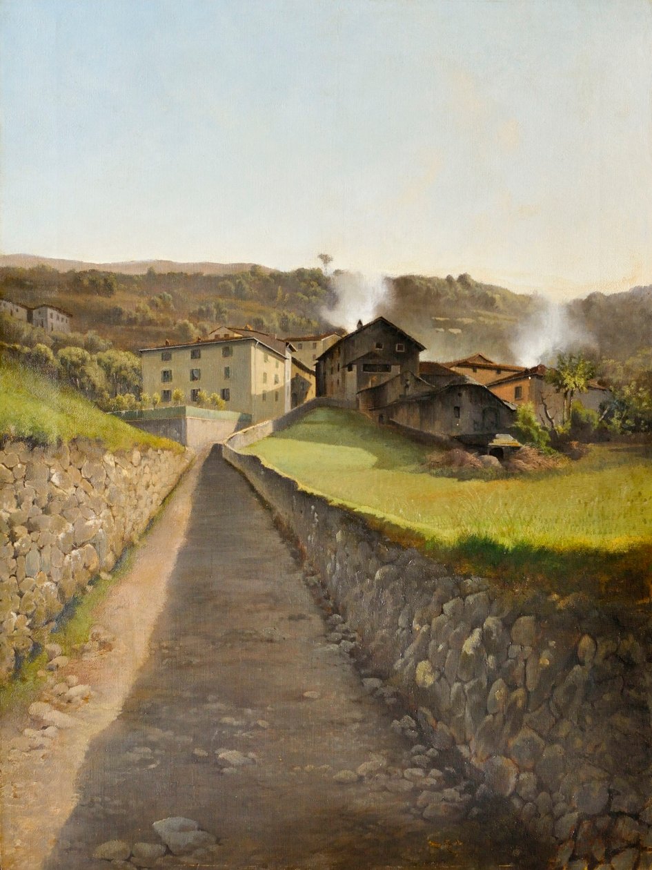 Dorf mit Straße und Häusern von Arturo Faldi