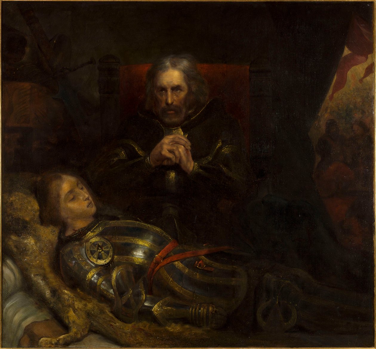 Eberhard, Graf von Württemberg, weint um den Tod seines Sohnes, genannt der Larmoyeur von Ary Scheffer