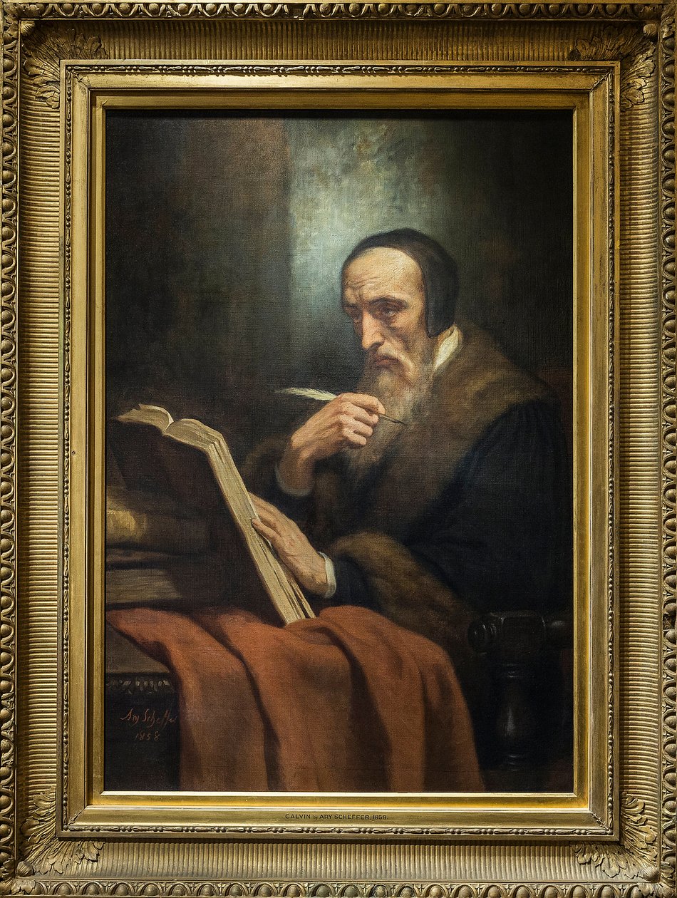 Porträt von John Calvin (Jean Cauvin), französischer Schriftsteller, Theologe und Pastor während der protestantischen Reformation (1509-1564) - Gemälde von Ary Scheffer (1795-1858). Musée de la Vie Romantique - Paris von Ary Scheffer