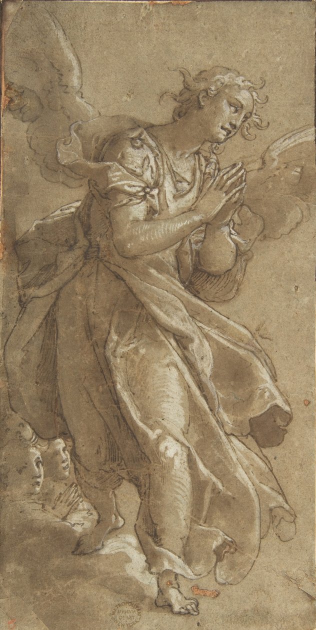 Ein stehender Engel und zwei Cherubim, ca. 1566 von Ascribed to Federico Zuccaro.